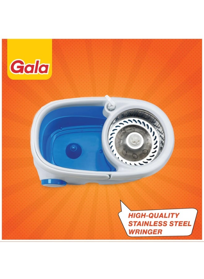 Gala - 142651 Jet Spin mop with stainless steel wringer, jumbo wheels and 2 refills (White and Blue) - Image 4